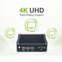 Mini PC Sin Ventilador Intel Celeron J3160 de Cuatro Núcleos, Computadora Industrial con Triple Pantalla 4K DP HD-MI, Doble LAN, PC Integrado