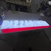 Enseigne publicitaire en lettres lumineuses en acrylique massif, éclairées intégralement, avec lettres de façade en acier inoxydable et éclairage LED, pour usage commercial