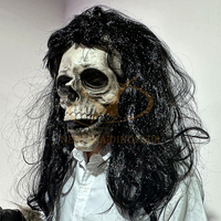 Masque de crâne de fantôme Animatronic réaliste pour la fête d'Halloween Masque en tissu métallique pour les centres commerciaux hantés intérieurs Aéroports Garderies