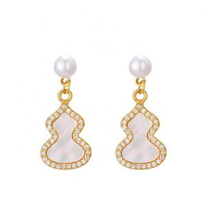 Pendientes de Botón de Plata Tibetana con Incrustaciones de Microperlas, Estilo Retro, de Alta Gama, Chapados en Oro, con Corte Princesa, Imitación de Perla, Geométricos, para Mujer, Regalo - Product Image 2