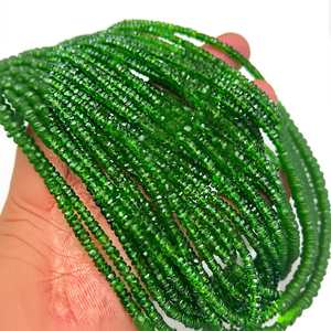 Alif International - Cuentas de Piedras Preciosas Sueltas de Diopsido Cromado Natural AAA, Facetadas en Forma de Rondelle, Tamaño de Hilo de 14 Pulgadas, 3-4 mm, Venta al por Mayor - Product Image 1