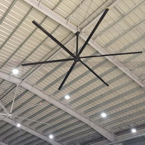Ventilateurs de plafond industriels HVLS de taille industrielle 7,3 m, noir/gris argenté, avec pales et moteur en aluminium - Product Image 1