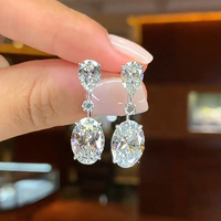 CAOSHI Haute Qualité Goutte D'eau Ovale Cristal Cubique Zircone Charme Boucles D'oreilles Pour La Mariée Femmes Bijoux De Mariage CZ Pendentif Boucles D'oreilles