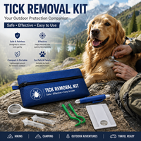 Kit de suppression des tiques sûr, portable et luxueux en acier inoxydable et plastique pour chiens et chats - Extracteur de tiques facile pour la randonnée et le camping en plein air