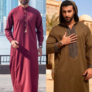 Nouvelle Thawb/Jalabiya longue noire brodée en polyester pour <span class=keywords><strong>homme</strong></span>, style ethnique marocain, confortable et décontractée, modèle 2026, vente chaude transfrontalière - Product Image 2