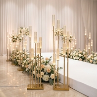 Candelabro Dorado con Diseño de Flor de Ciruelo para Pasillo, Decoración de Escenario, Decoración para Eventos, Decoración para Bodas