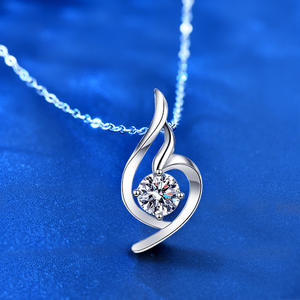 SD élégant charme goutte d'eau 925 argent Sterling quatre griffes coupe ronde 1 Carat VVS Moissanite pendentif collier pour femmes cadeau - Product Image 3