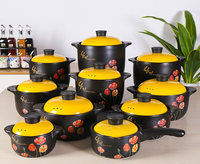 Ensemble de casseroles en céramique antiadhésives écologiques de haute qualité avec couvercle en verre, design minimaliste de style chinois pour cuisinière à gaz