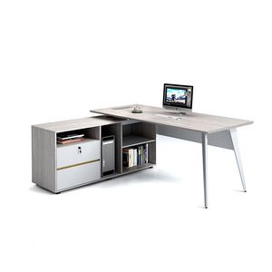 Elegante Mesa de Oficina con Gabinete Lateral y Cableado Oculto, Mesa de Oficina de Lujo para Liderazgo y Cuartel General - Product Image 3