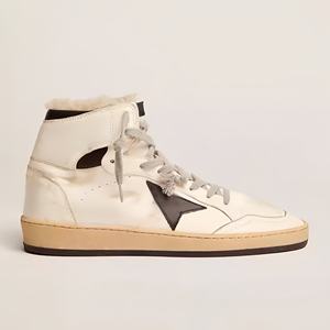 Zapatillas Casuales de Caña Alta Estilo Coreano Vintage para Mujer, de Cuero Genuino, Diseño Color-Block con Cordones, con Plataforma para Caminar - Product Image 3