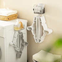 Porte-cintres mural sans perçage, organisateur transparent avec pinces pour salle de bain
