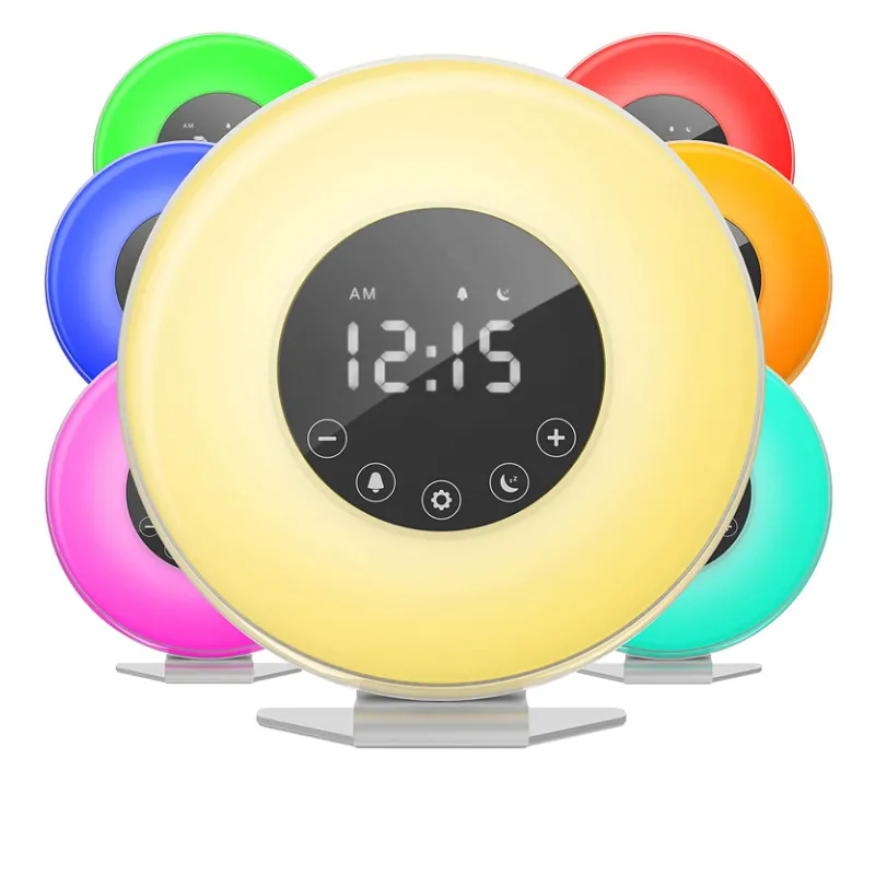 2022 LED Colorful Touch To Wake Up Alarm Clock Touch-sensitive Lighting Analog Digital Natural Sound Wake-up Light Kids Clock