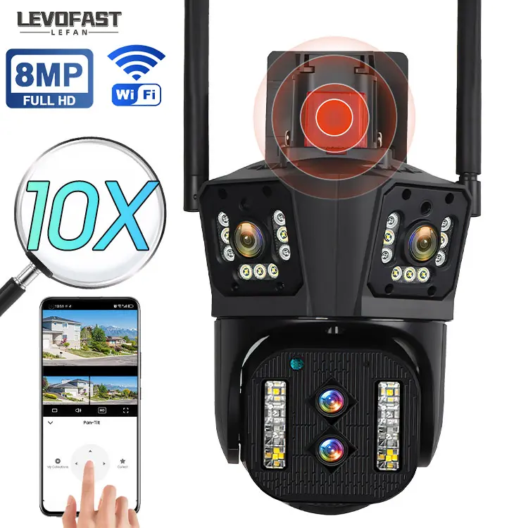 Levofast 16MP รักษาความปลอดภัย WiFi HD กล้อง IP 10X ออปติคอลซูมไร้สายที่บ้านกลางแจ้งการรักษาความปลอดภัย PTZ กล้อง WiFi