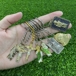 تصميم جديد مخصص كيرينغ معدني مطلي بالذهب فضي أسود نيكل الفصح صليب يسوع المسيح عبر شعار المينا - Product Image 2