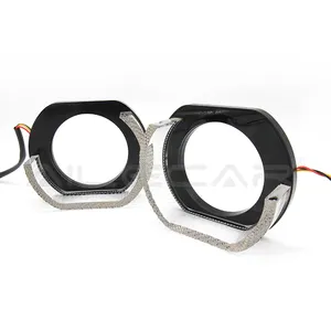 Venta caliente 5D ángulo ojo LED Halo anillo cubierta para lente de proyector de 3 pulgadas cubierta de PVC con Crystal Angel Eye proyector de 3,0 pulgadas