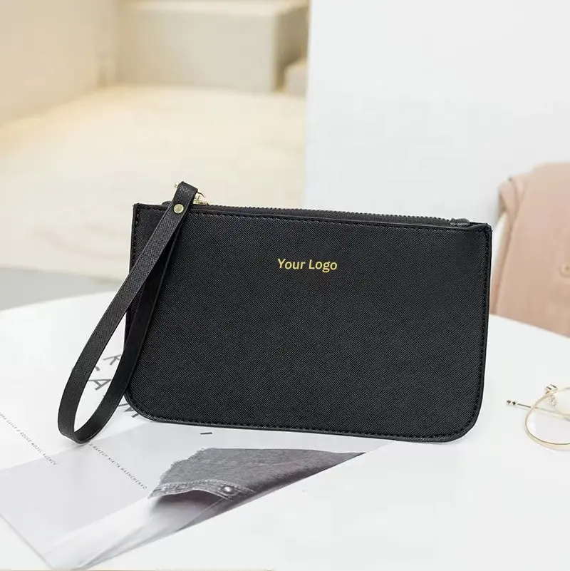 Custom Design Simple PU Leather Women's Business Credit Card Holder Long Wallet for Daily Travel