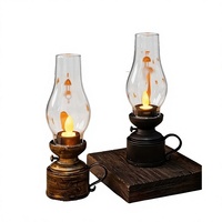 Lampe à huile vintage pour Halloween, petite lampe à huile électronique en PP, ornement rétro, simulation d'ambiance, veilleuse de Noël
