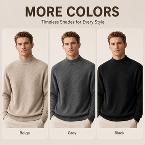 Pull en laine et lyocell pour homme, col roulé mi-haut, automne-hiver, anti-boulochage, logo personnalisé, tricot doux et chaud de qualité supérieure - Product Image 4