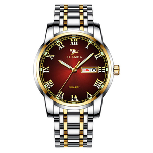 JLANDA J6601 Jinfengda stile caldo cintura in acciaio inox rotondo genuino del quarzo doppio calendario di affari della vigilanza casual - Product Image 2