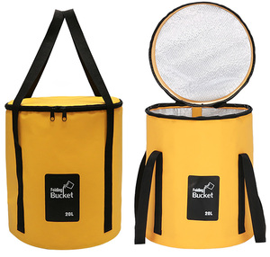 Seau pliable isotherme étanche, conteneur portable pour stockage d'eau, bac de trempage des pieds pour extérieur, glacière de pêche avec couvercle - Product Image 1