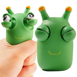 Dễ Thương Màu Xanh Lá Cây Sên Fidget Bóp Đồ Chơi Với Ejecting Lớn Nhãn Cầu Vui Chống Căng Thẳng Giải Nén Tpr Đồ Chơi - Product Image 1