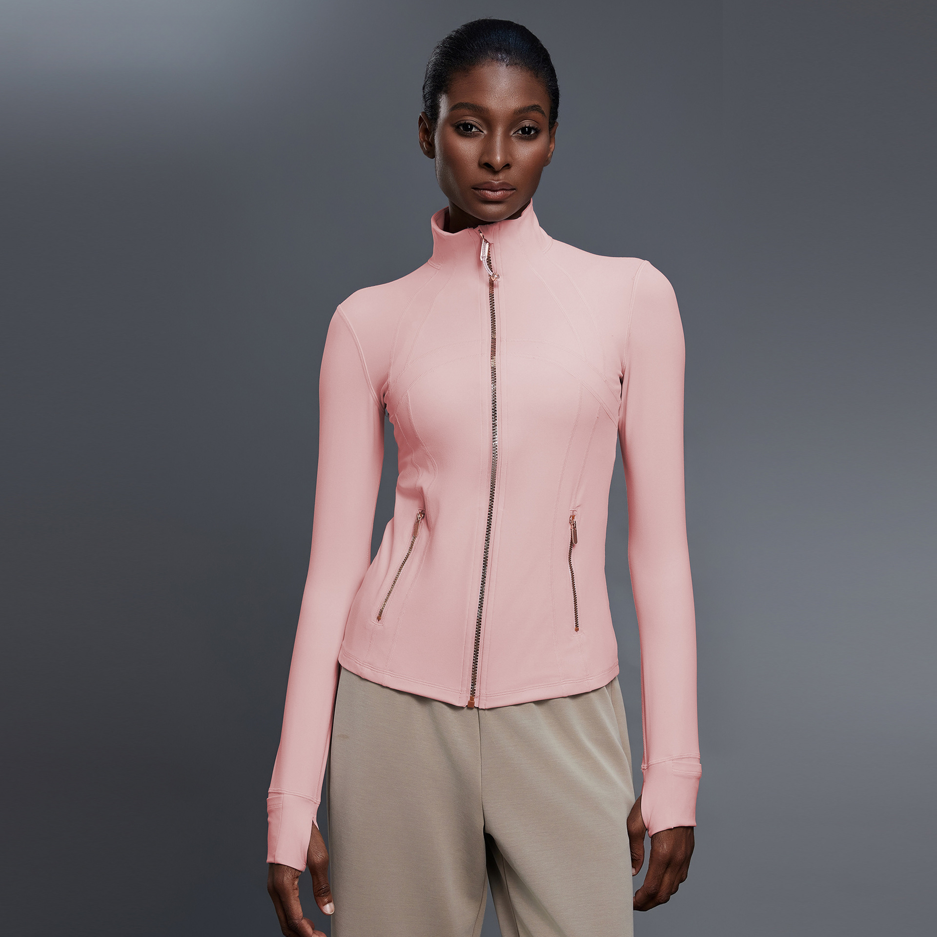 Pink with rose gold zipper