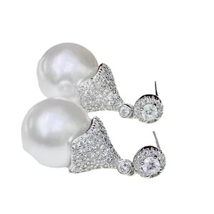 22424 DIY Silver <b>Jewelry</b> Accessories S925 Silver Earnail with 9-15mm Beads Empty <b>Tray</b> Butterfly Buckle 25mm Size - Product Image 5