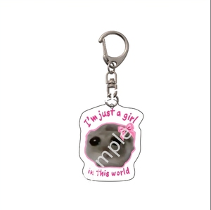 Divertido Llavero de Acrílico con Diseño de Hámster Triste 'Im Just Girl', Ecológico, Estilo Art Deco, Accesorios de Joyería, Usa Mairun, para Fans del Aniversario - Product Image 6