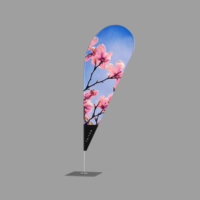 Drapeaux en forme de plume personnalisés avec logo imprimé par transfert thermique, en polyester, avec mât en fibre de verre pour la publicité extérieure des entreprises et les événements