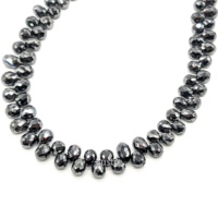 Perles en forme de goutte d'eau facettées en diamant noir naturel en gros, 3-3,8 mm, brillette, brin lâche pour la fabrication de bijoux fins en gros