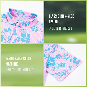 Personalizado verano patrón floral protección solar Spandex poliéster anti-pilling transpirable moda Golf Polo camisa - Product Image 3