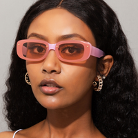 2023 personnalisé nouveau Vintage rectangulaire Uv400 lunettes de soleil petit cadre à la mode marron lunettes de soleil
