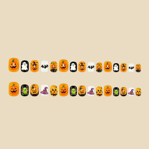 Faux <span class=keywords><strong>ongles</strong></span> fantaisie Halloween : 30 pièces, motifs citrouille, fantôme, chauve-souris, chapeau de <span class=keywords><strong>sorcière</strong></span> – Style européen et américain – Prix usine - Product Image 2