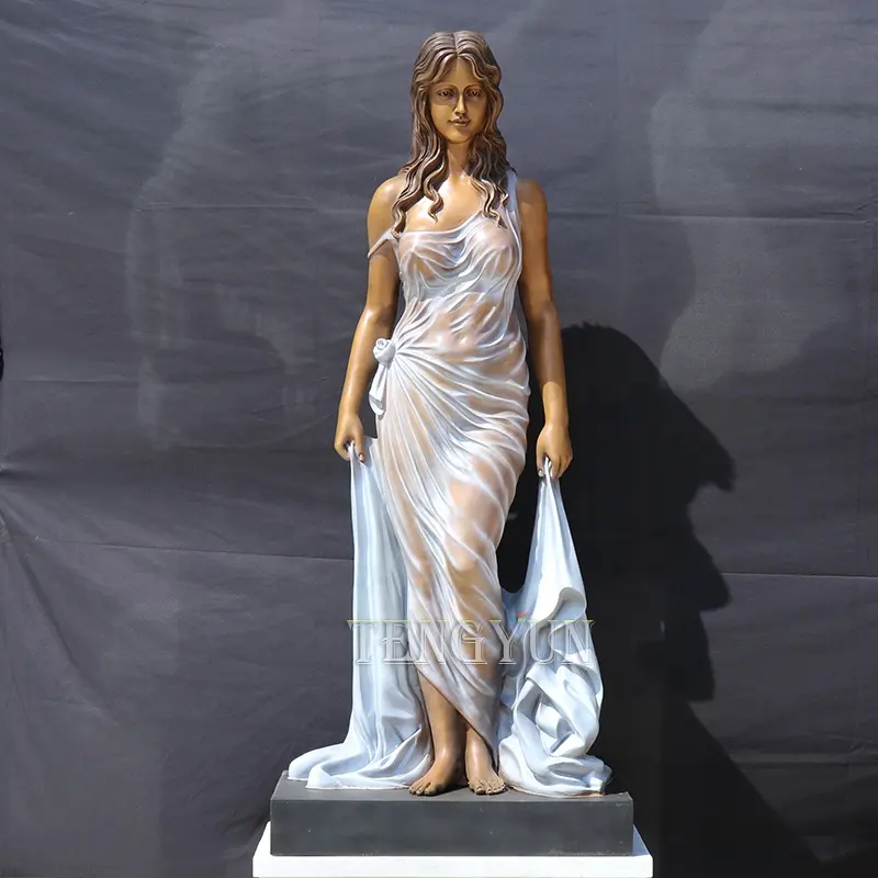 ロングドレスブロンズ像とセクシーな女性の現代女性の彫刻官能的な女性