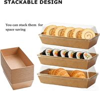 Boîte d'emballage personnalisée en papier kraft avec couvercle transparent, qualité alimentaire, pour gâteau roulé, dessert, sandwich, dim sum
