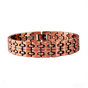 Bracelet BioMagnétique Ajustable pour Hommes et Femmes, en Cuivre Pur, Motif Trèfle, Pierres Incrustées, Énergisant et Guérissant - Product Image 1