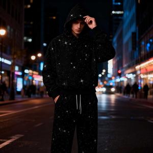 Novedad 2026: Chándales Transpirables Personalizados con Pedrería, Diseño Extragrande con Pedrería en Toda la Prenda para Hombre, Ropa Deportiva - Product Image 2