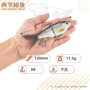 Nuova esca SKM 12cm ABS Midwater per sgombro e branzino di piccole dimensioni 3 pezzi esca da pesca Glide Fishing con coda in fibra e colori personalizzati - Product Image 2