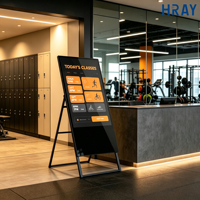 Pantalla LCD de 32 Pulgadas con Soporte de Pie HRAY, Cristal Táctil Capacitivo Opcional para Publicidad en Centros Comerciales, Suministro Personalizado OEM/ODM