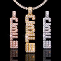 Pendentif Prénom Vertical Personnalisé Double Couche Lettres Gravées en Argent Sterling 925 avec Moissanite VVS Effet Givré – Collier Lettre