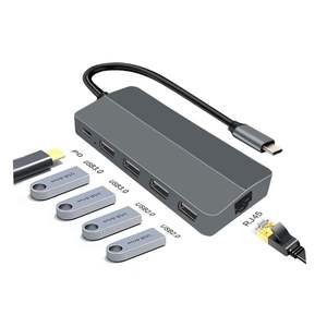 Concentrador de red Usb C de alta calidad, Hub con Ethernet <span class=keywords><strong>Rj45</strong></span>, Alloyshell de aluminio, 8 en 1, Usb C - Product Image 2
