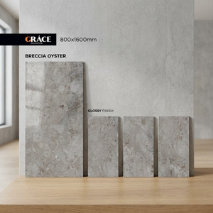 Azulejos de porcelana brillante Breccia Latte de 800x1600 mm con aspecto de mármol para pisos y paredes en interiores de hoteles - Product Image 3