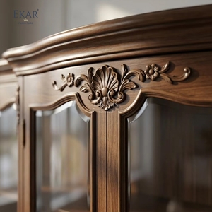 Vitrina de biblioteca con frente de cristal estilo Versalles |   Librería Clásica Francesa de Madera Maciza de Lujo - EKAR - Product Image 3