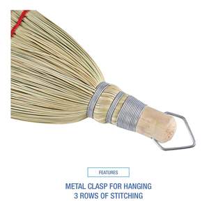 Boardwalk BWK951WC Yellow Corn Fiber Whisk <b>Brooms</b> 1 Dozen Pack with Plastic <b>Handle</b> for Home Use Dustpan Included - Product Image 4