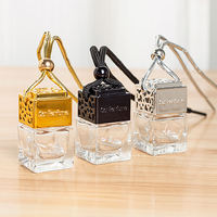 Flacon diffuseur de parfum pour voiture en verre, vide, 8 ml, forme carrée, noir, or, argent, populaire
