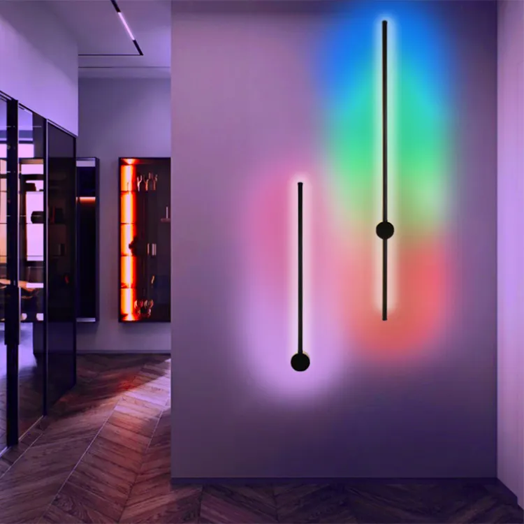 Moderne Minimalistische Strip Wandverlichtingsarmatuur Indoor Decoratie Led Rgb Licht Schans Wandlamp