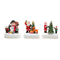 Nouvelles décorations de Noël transfrontalières : Mini maison en résine, Ornement de bureau lumineux Père Noël, Cadeau de Noël