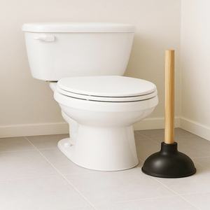 Toiletzuigers met 27 cm lange houten steel, zuignap van rubber voor de badkamer - Product Image 6