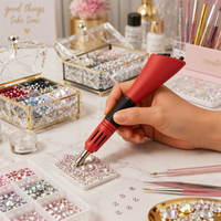 Stylo à strass thermocollants DIY personnalisable, 7 pointes en cuivre interchangeables, outil de pose de strass, certifié CE, garantie 1 an pour vêtements et sacs