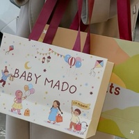Bolsa de Papel Ecológica Reciclable para Regalos Navideños, Impresión Personalizada de Dibujos Animados, Asa de Cinta de Satén, Patrón Infantil, Bolsa de Papel para Regalos de Bebé
